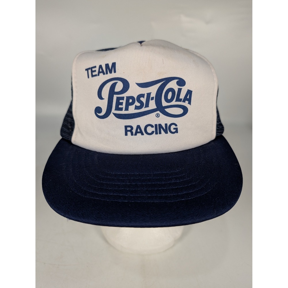 Vintage Team Pepsi-Cola Racing Trucker Hat Navy Blue White Snapback KAP.II Cap